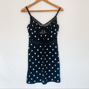Blush black lace polka dot slip